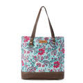 Myra Pinkpaisley upcycled canvas Tote Bag for Women in pink with leather detail