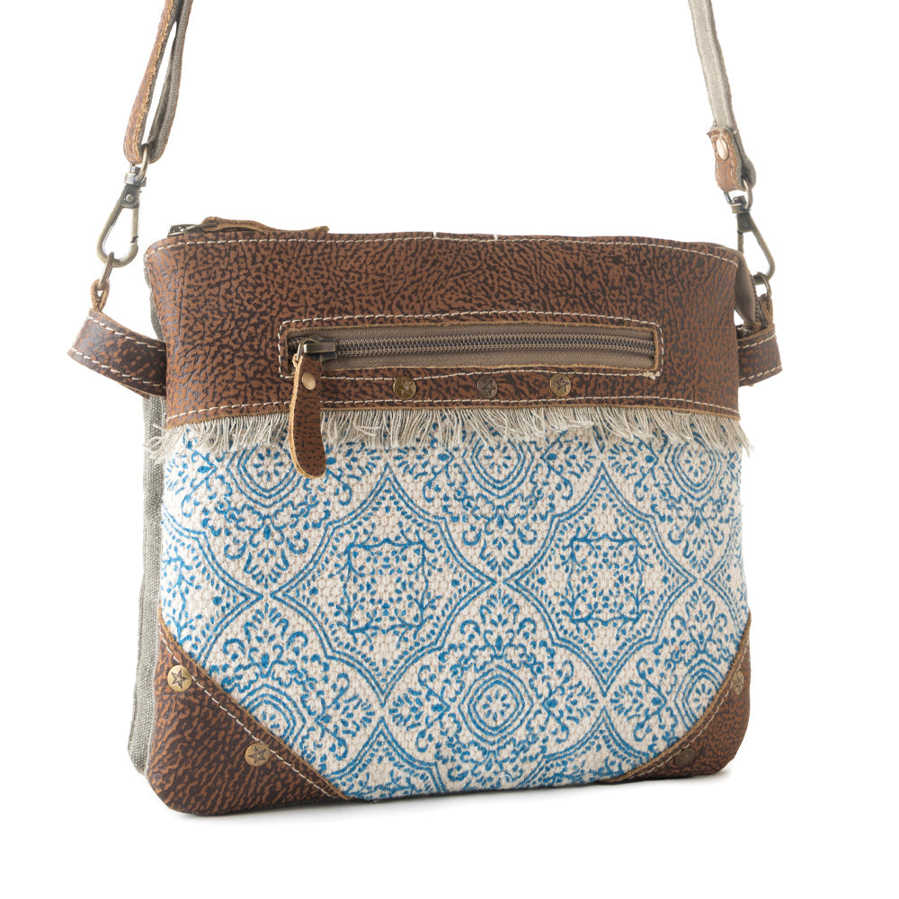 Myra Inkwild Vintage Crossbody Bag for Women in blue with fringe detail