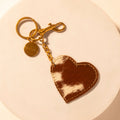 Myra Cocoa Charm Heart Key Fob for Women in brown with hair-on detail for everyday western carry