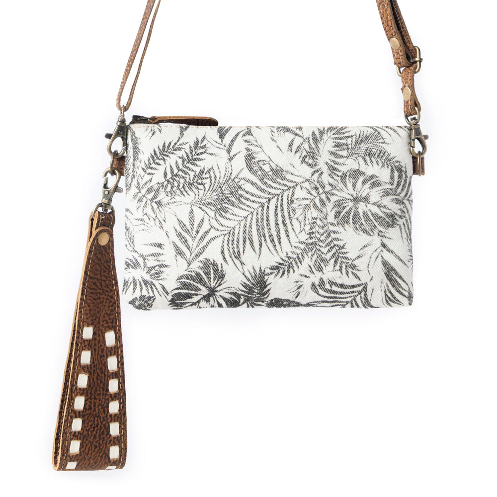 Myra Frondtrail upcycled canvas Belt Bag for Women in ivory with leather detail