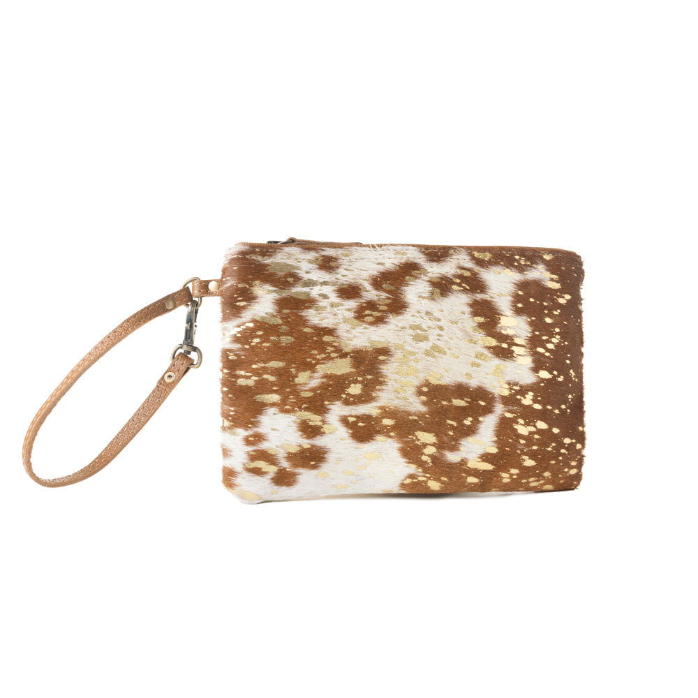 Myra Stardust Pony Western Pouch for Women in brown with foil hairon detail