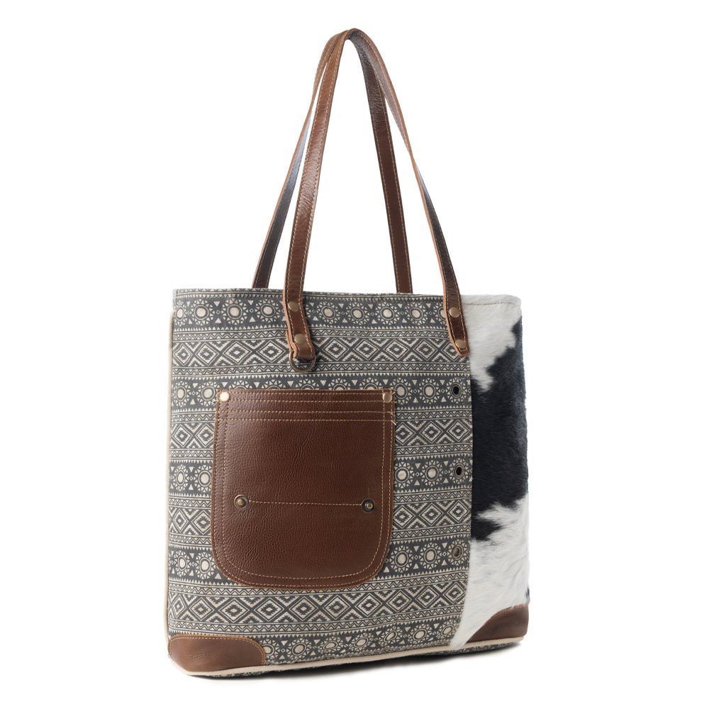 Myra Splithide Western Tote Bag for Women in olive with hairon detail