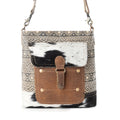 Myra Tribal Pony Western Crossbody Bag for Women in olive with hairon detail