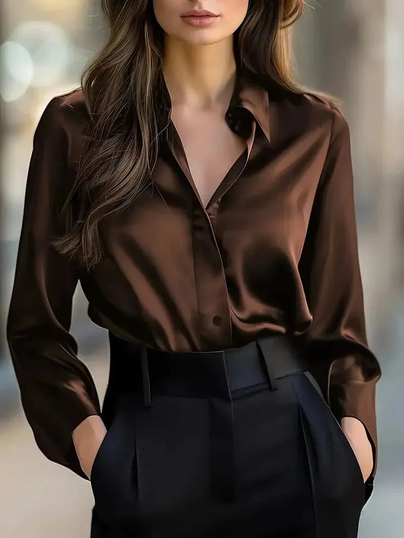 Women’s Spring-Autumn Lapel Button Shirt