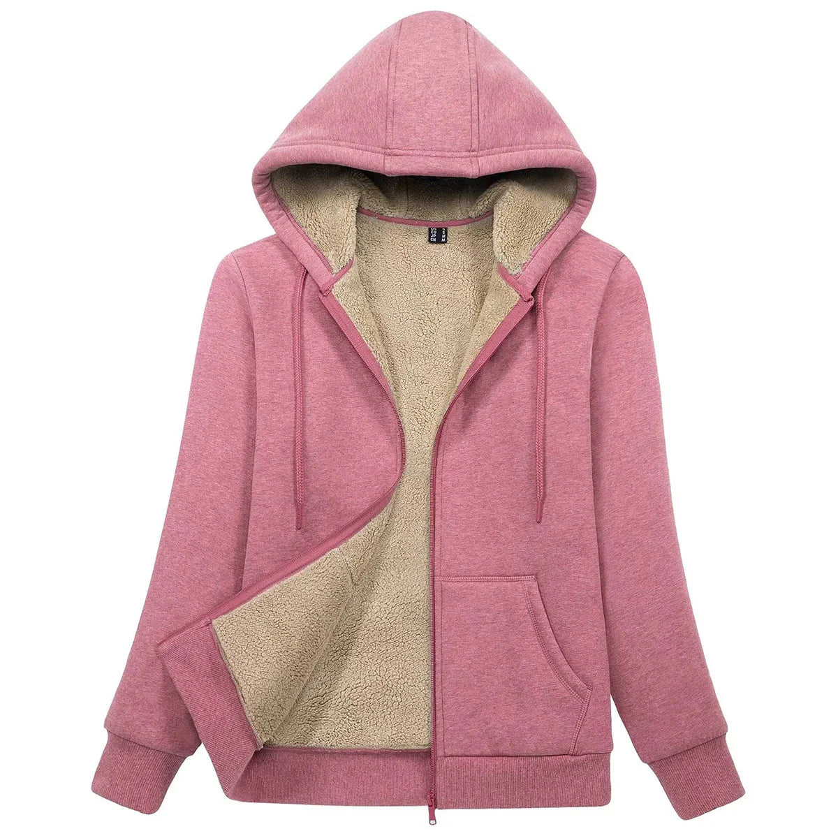 Sherpa-Lined Fleece Zip-Up Hoodie Jacket Women