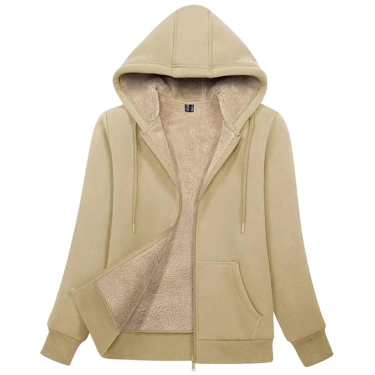 Sherpa-Lined Fleece Zip-Up Hoodie Jacket Women