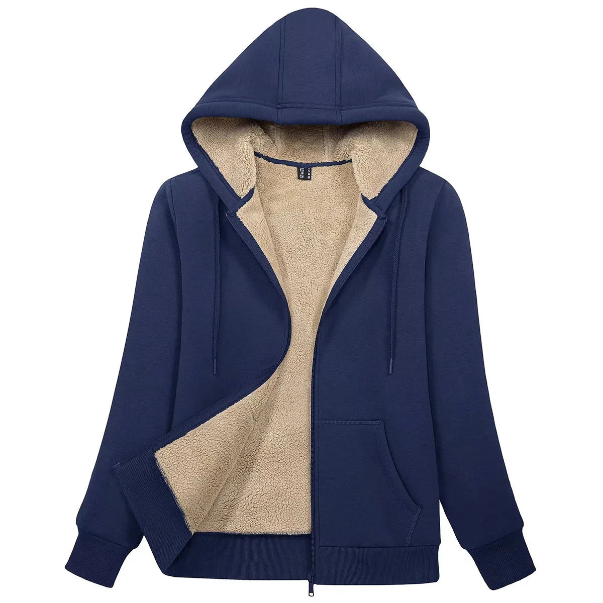 Sherpa-Lined Fleece Zip-Up Hoodie Jacket Women