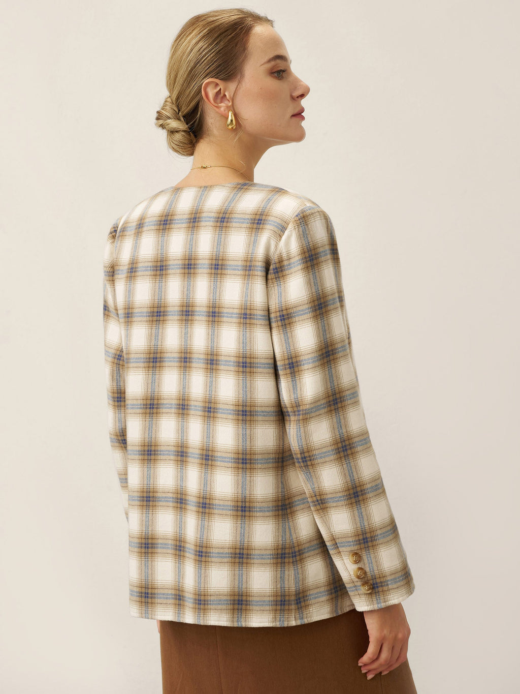 Tencel Linen Reversible Denim Texture V Neck Jacket ELLIE