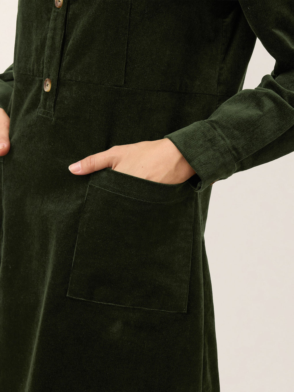 Cotton Lyocell Textured Button Front Pocket Midi Dress NOVALIE