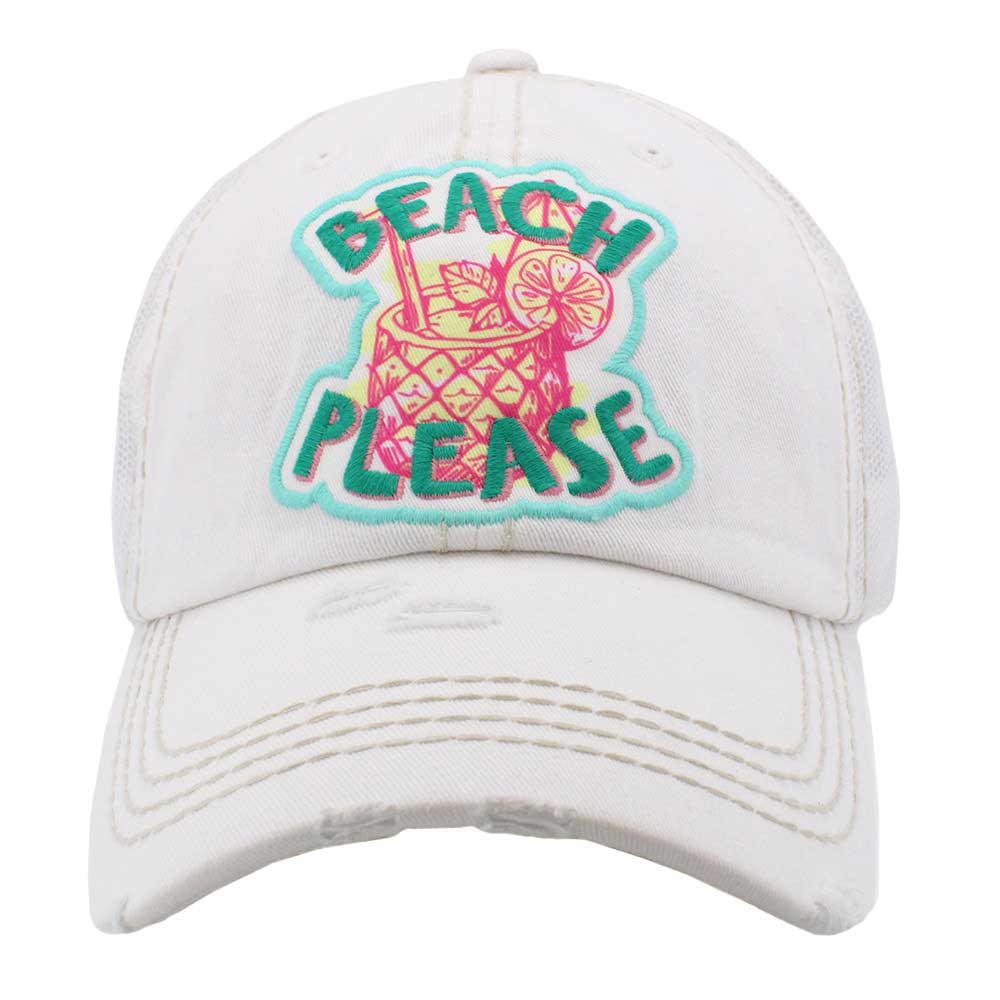 Beach Please Message Mesh Back Vintage Baseball Cap