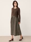 Wool Cotton Panel Crescent Waist Maxi Dress CORALINE