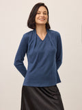 Wool Draped Shawl Collar Long Sleeve Top MARISTELLA
