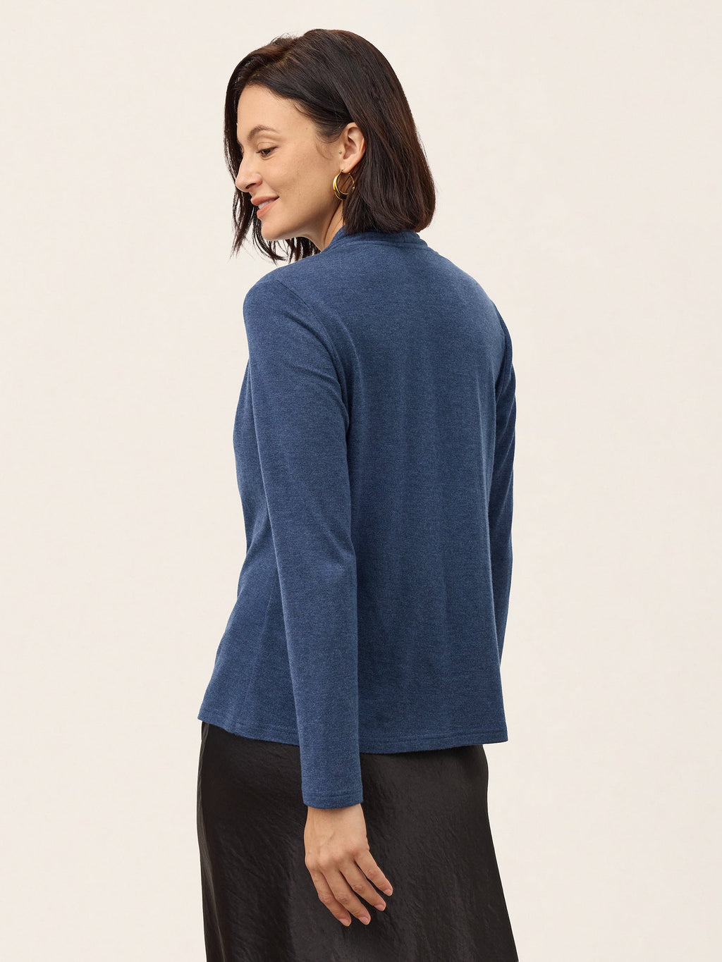 Wool Draped Shawl Collar Long Sleeve Top MARISTELLA