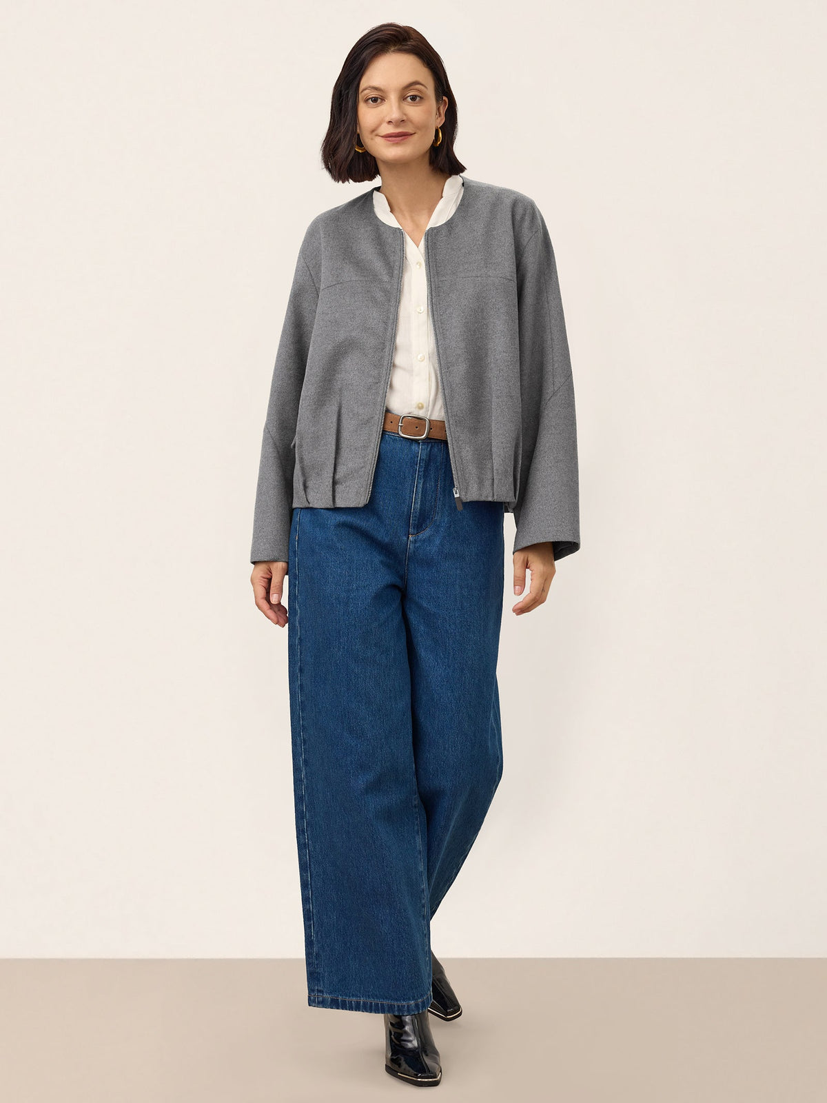 Wool Modular Scarf Collar Jacket MARIELA