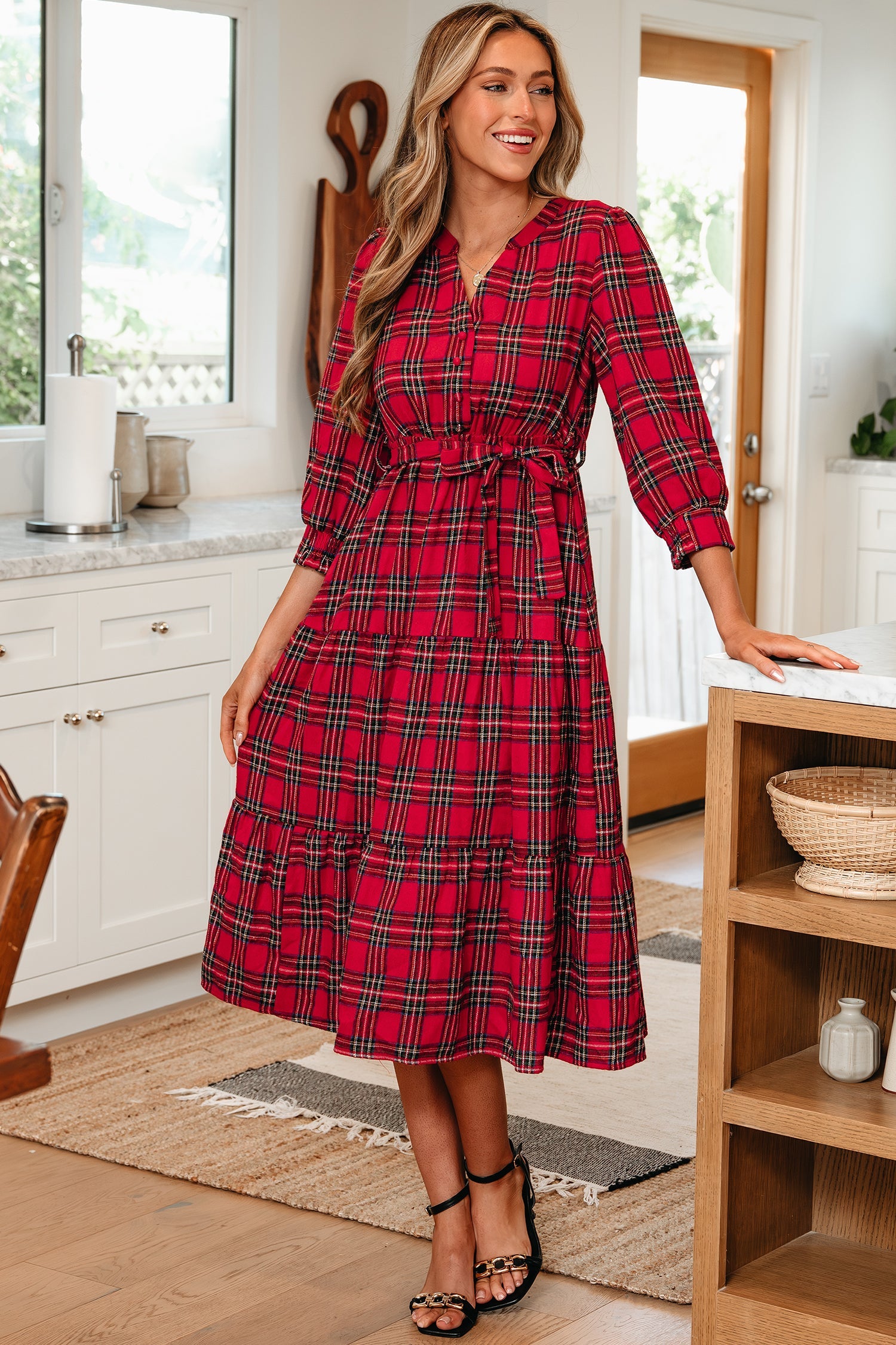 Della Ruffle Hem Long Dress