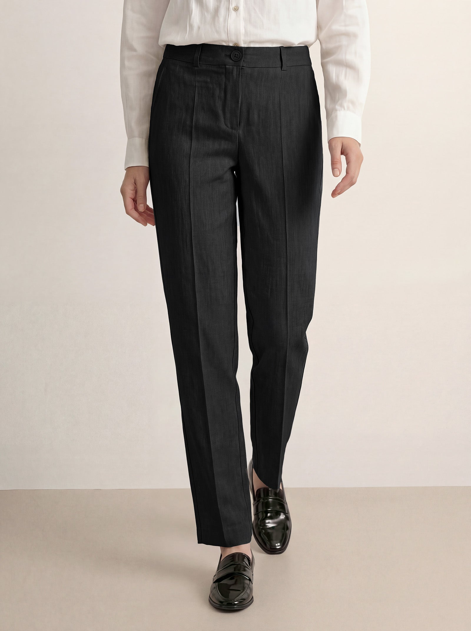 Linen Tailored Straight Full Length Pants LANDON