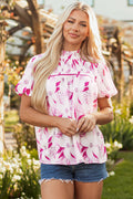 Etta Floral Frilled Collar Short Sleeve Blouse