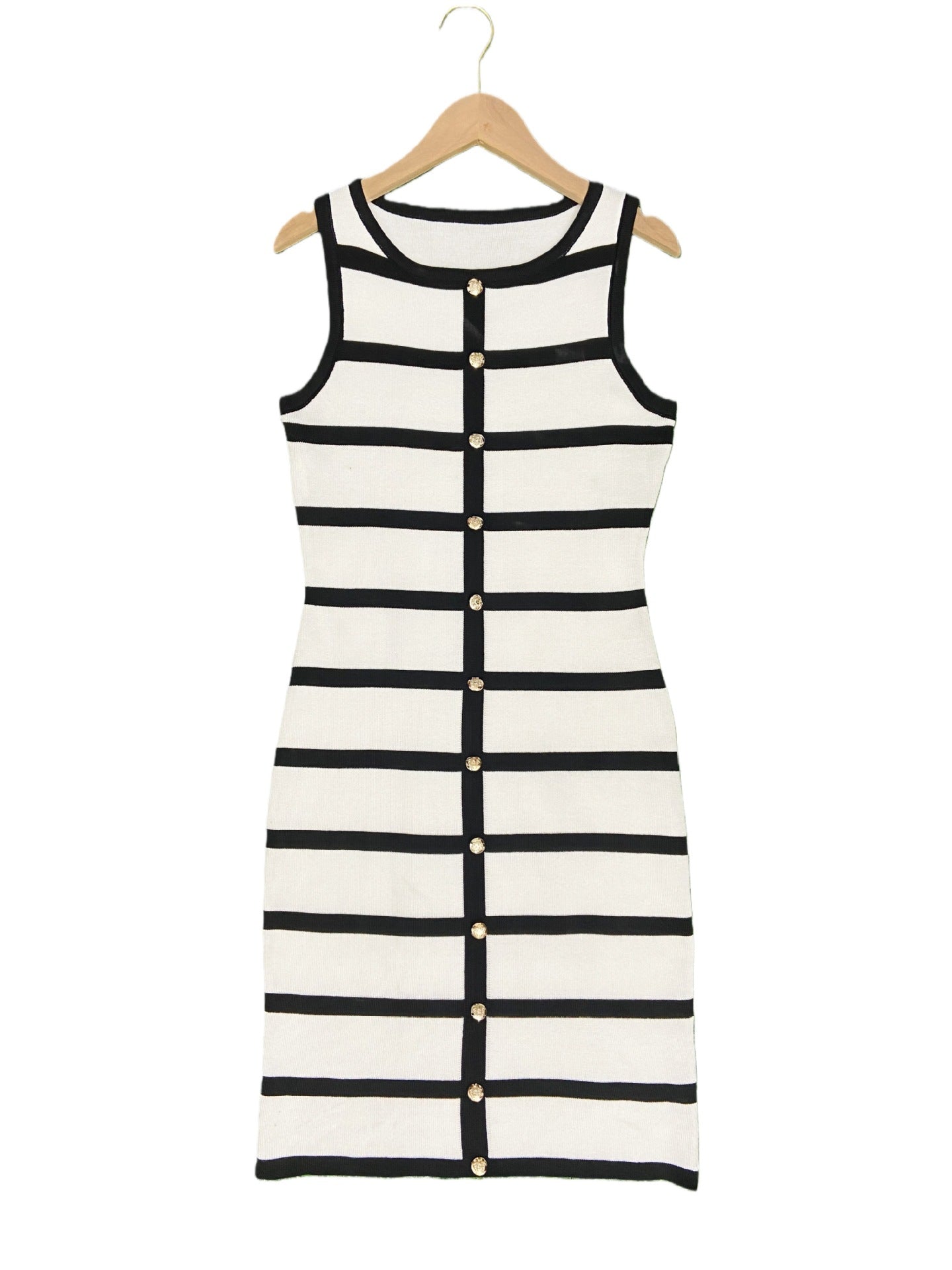 Contrast Stripe Knit Sleeveless Midi Dress – 5 Colors, S–L