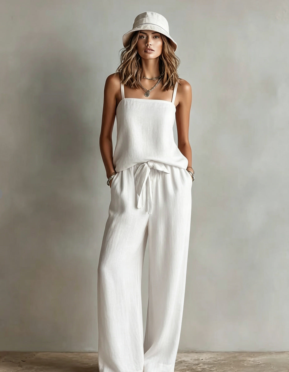 Women's Spaghetti Strap Cami Top & Wide-Leg Pants Two-Piece Set