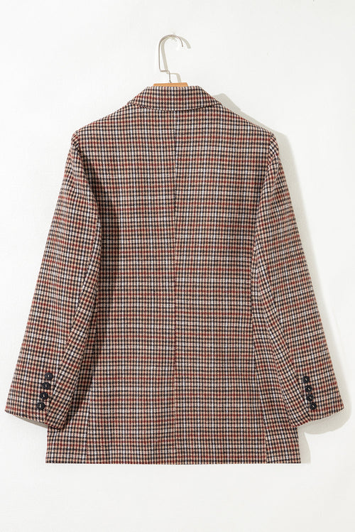 Aria Houndstooth Lapel Collar Blazer