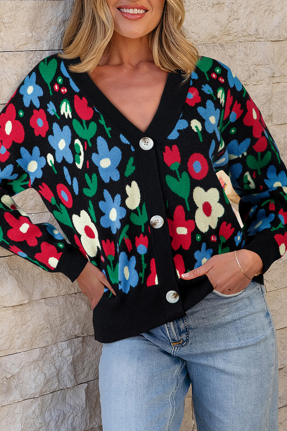 Zariah Print Short Cardigan Sweater