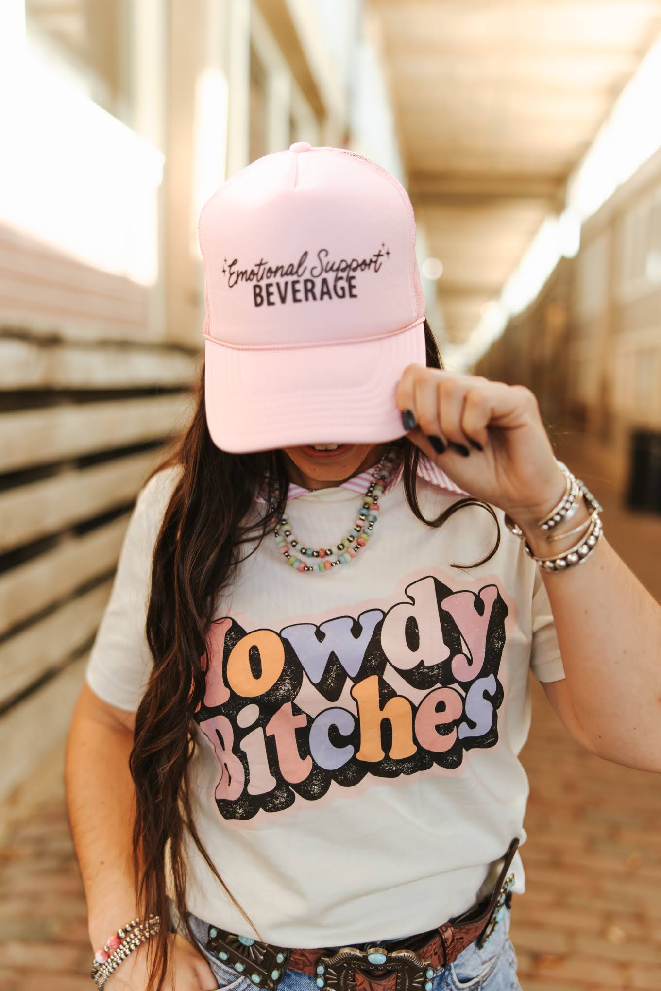 Emotional Support Beverage Pink Trucker Hat