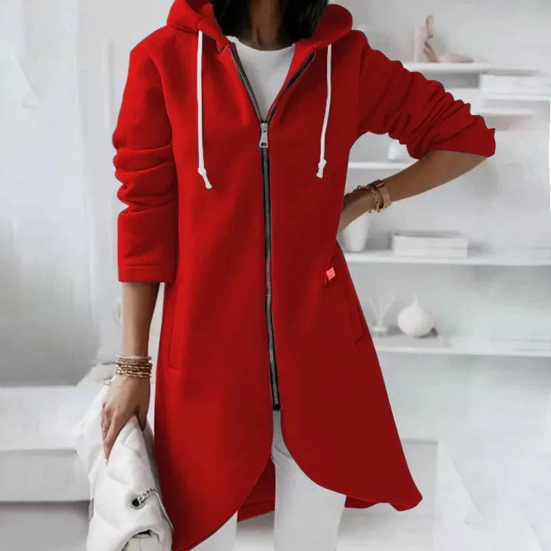 Street Zip Hooded Velvet-Lined Sweatshirt Women | Cozy Streetwear