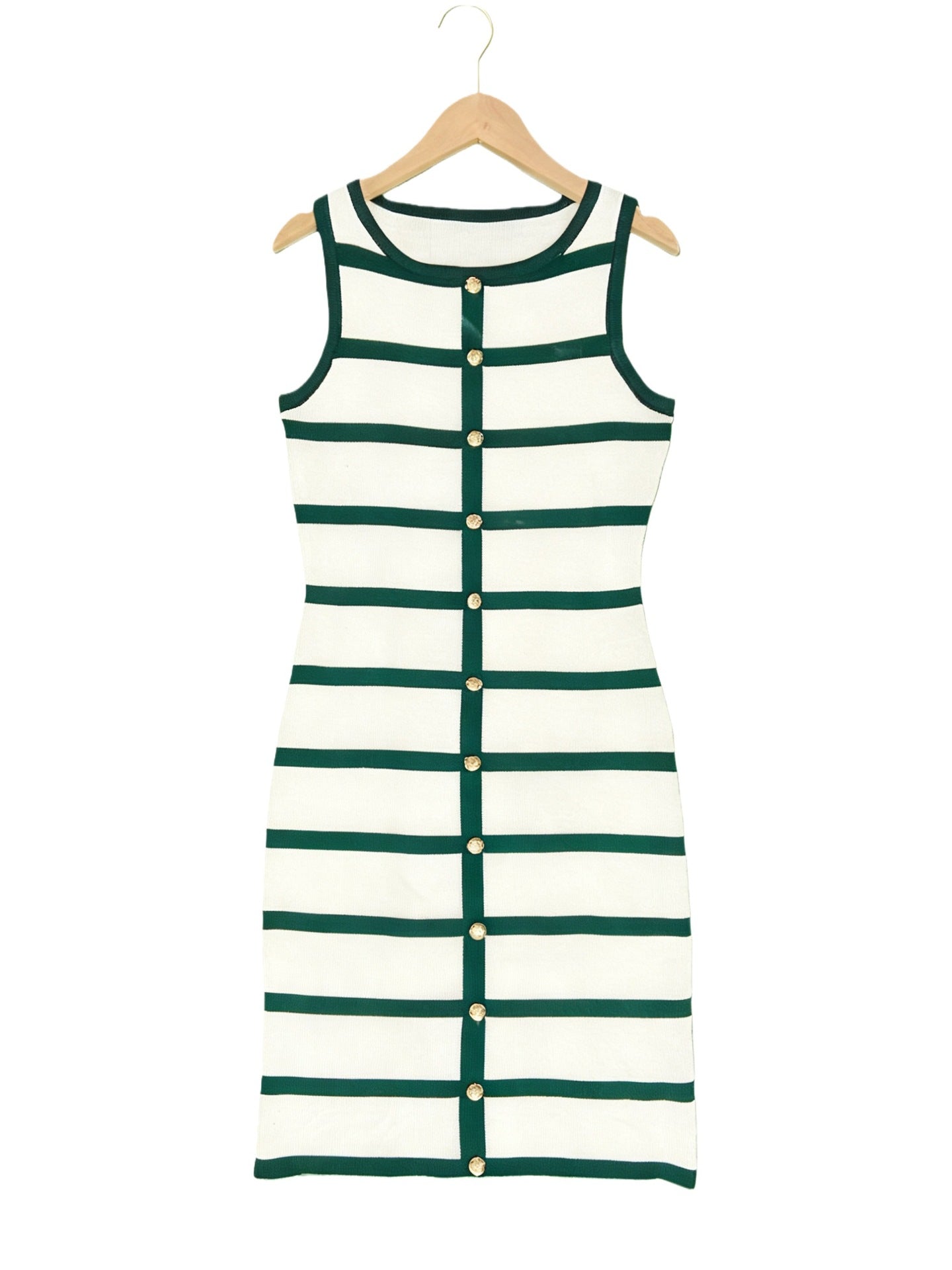Contrast Stripe Knit Sleeveless Midi Dress – 5 Colors, S–L