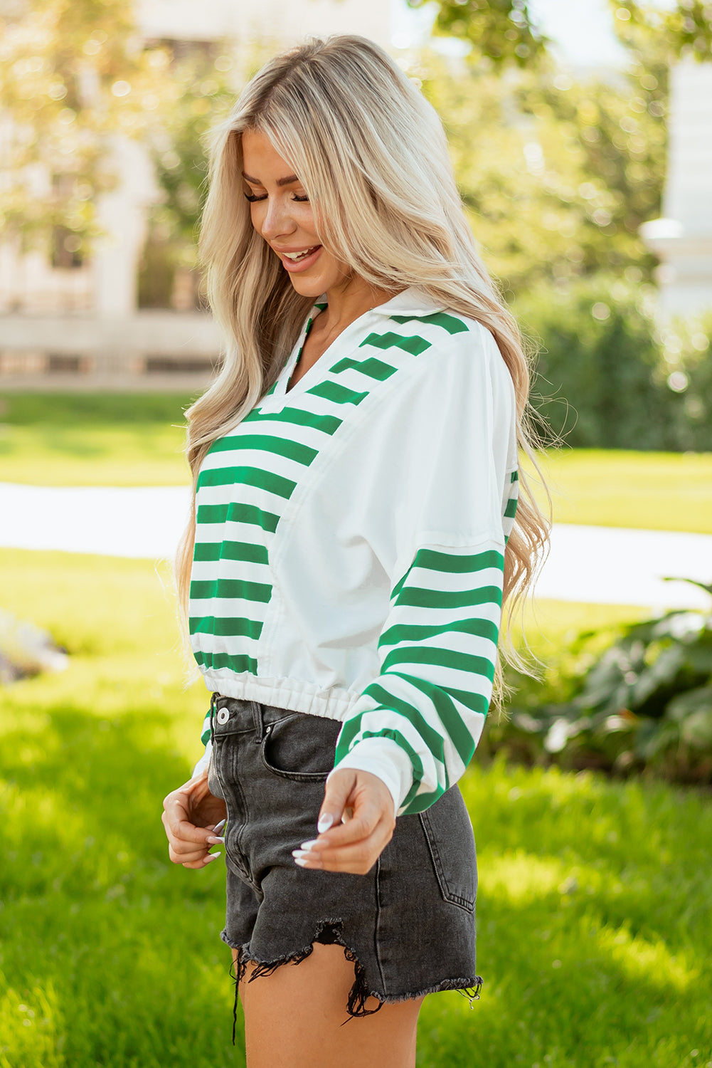 Janelle Collared Cropped Knit Pullover