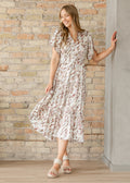 Gina Pink Abstract Short Sleeve Midi Dress - FINAL SALE