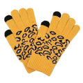 Leopard Patterned Knit Smart Gloves