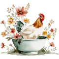 Farmhouse Chicken Decor Fabric Panel 50