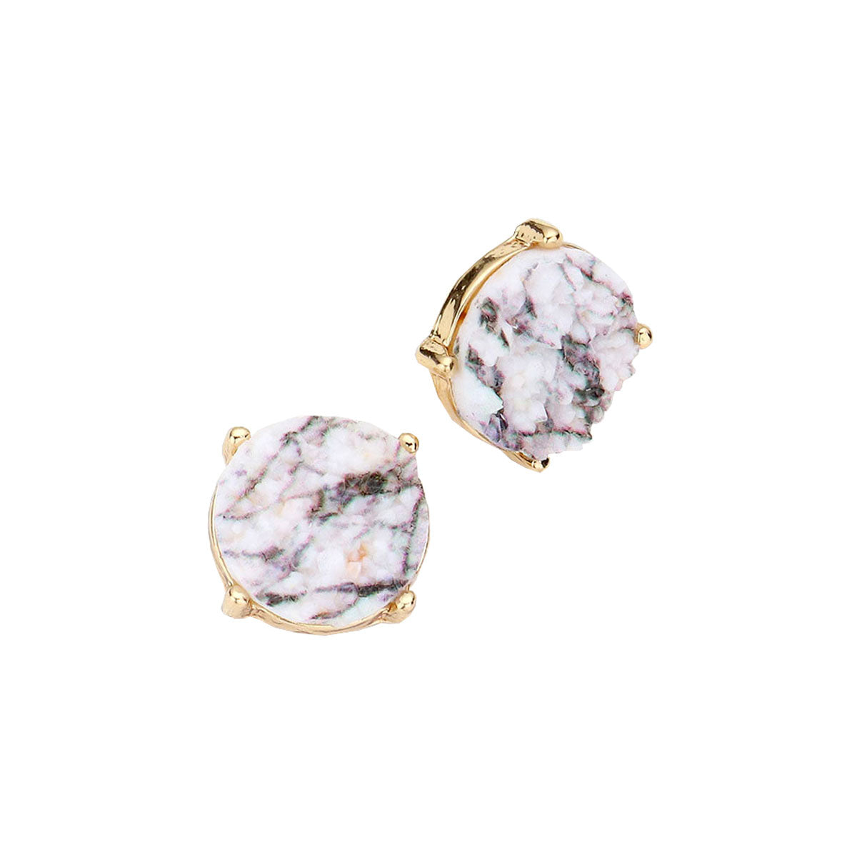 Round Druzy Stud Earrings