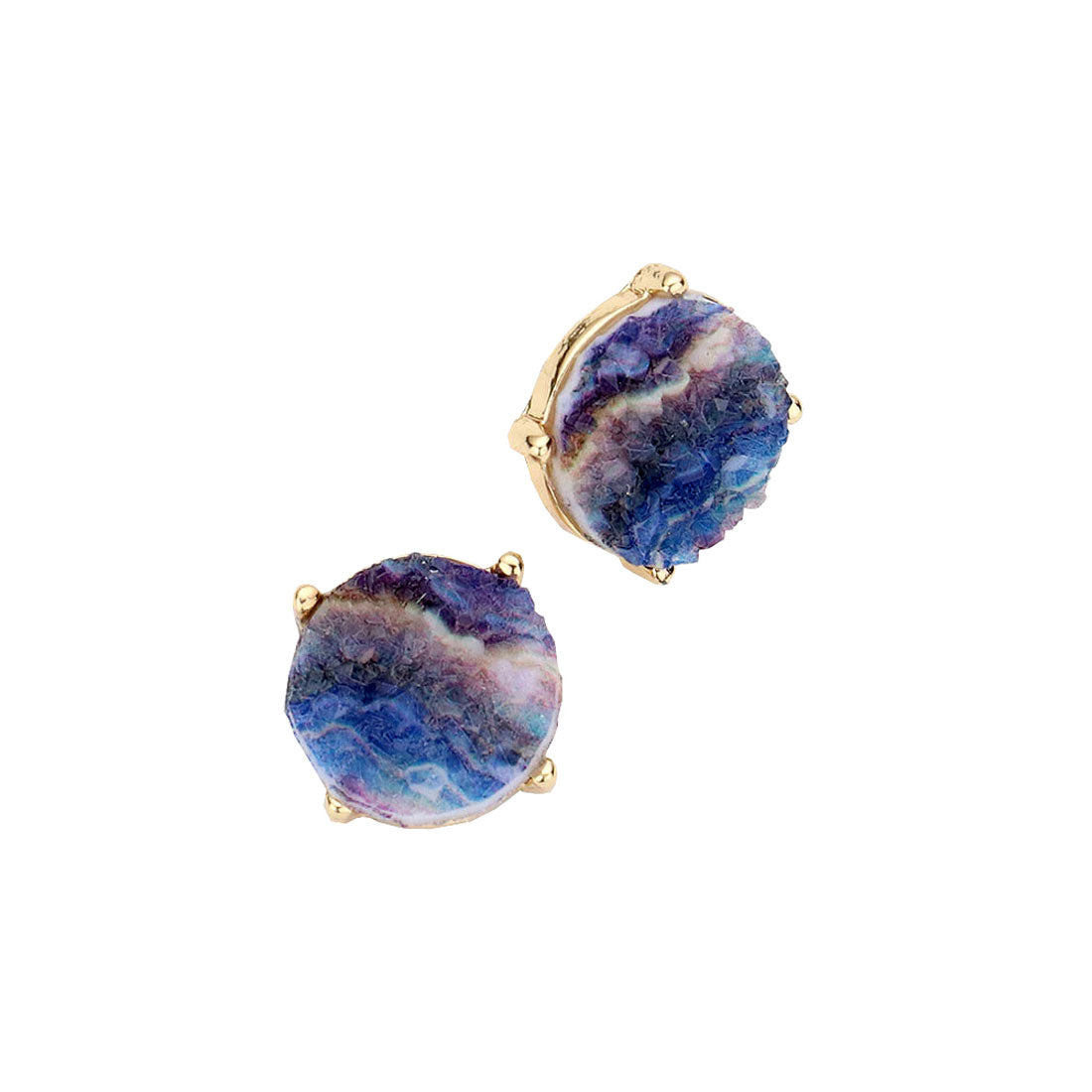 Round Druzy Stud Earrings