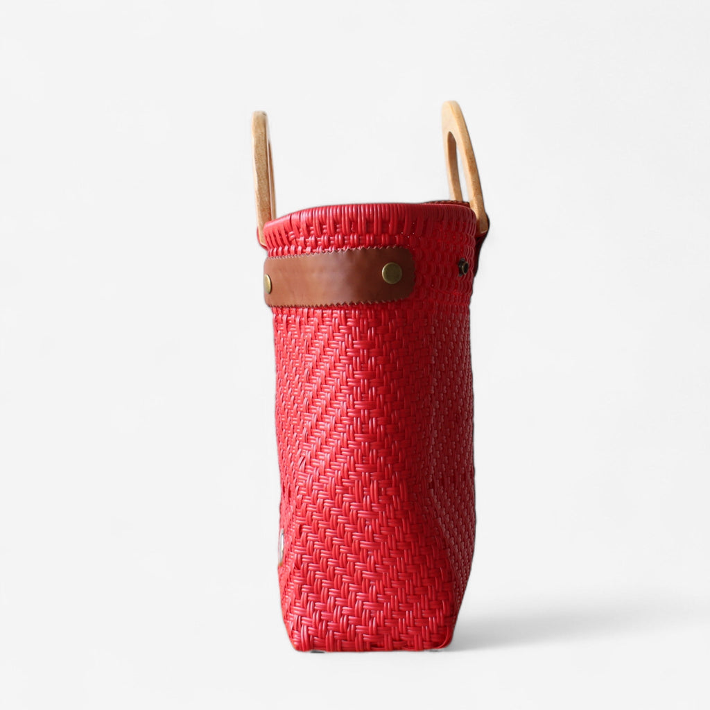 Red Mexican Tote Wood Handles